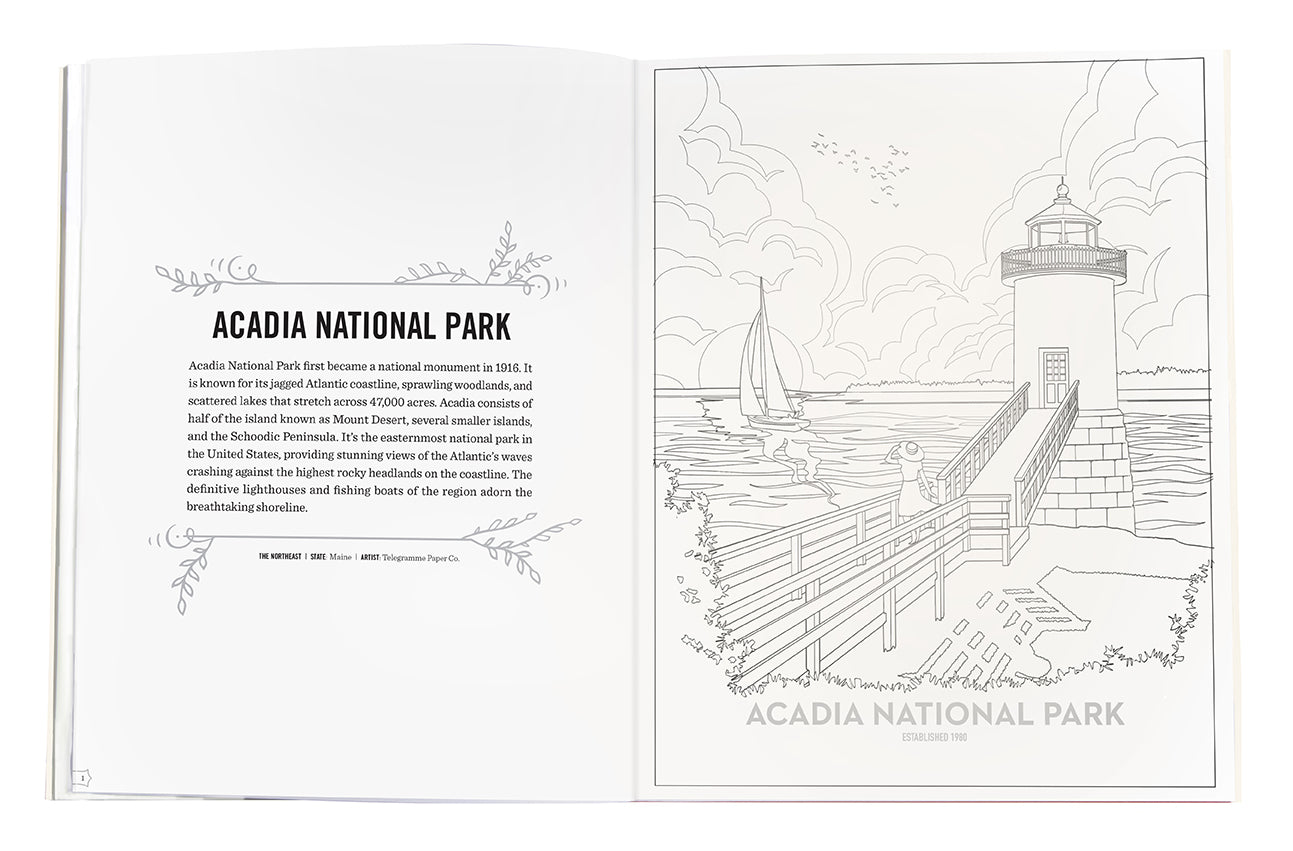 The Art of the National Parks Coloring Book Softcover Book