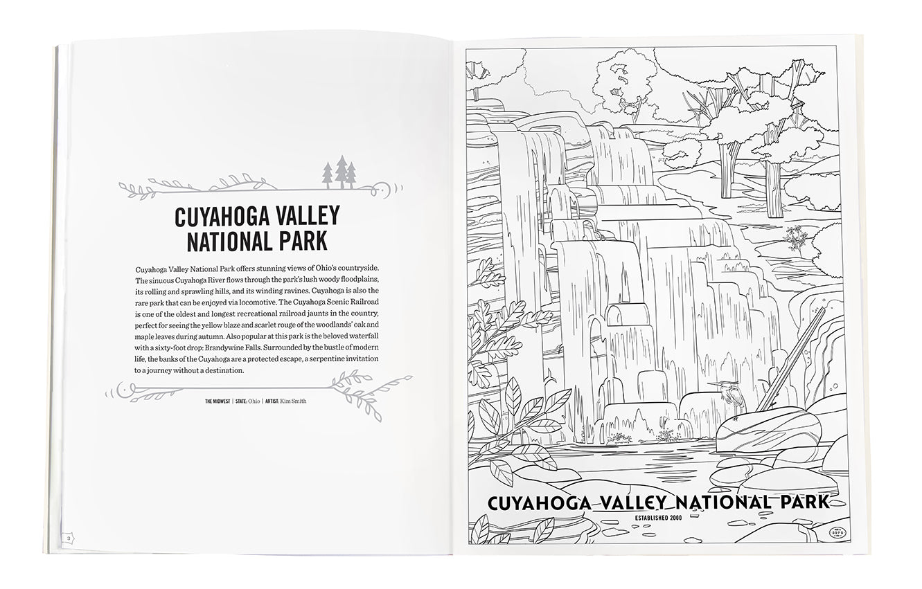 The Art of the National Parks Coloring Book Softcover Book