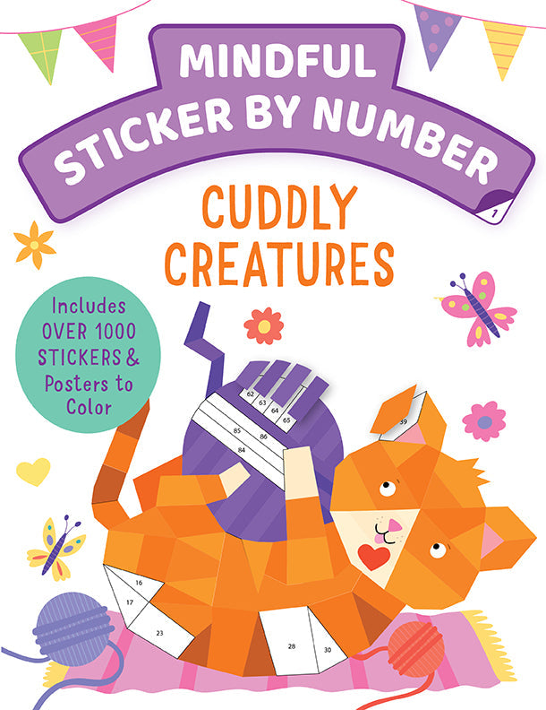 Mindful Sticker By Number: Cuddly Creatures Softcover Book