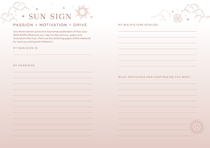 Sun Moon Rising Astrology Notebook Set Softcover Book
