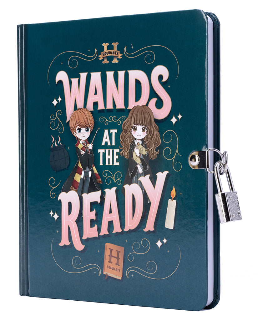Harry Potter: Wands at the Ready Lock & Key Diary Hardcover Book