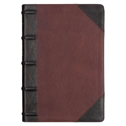 KJV Giant Print Full-Size Bible Two-Tone Brandy/Brown Full Grain Leather