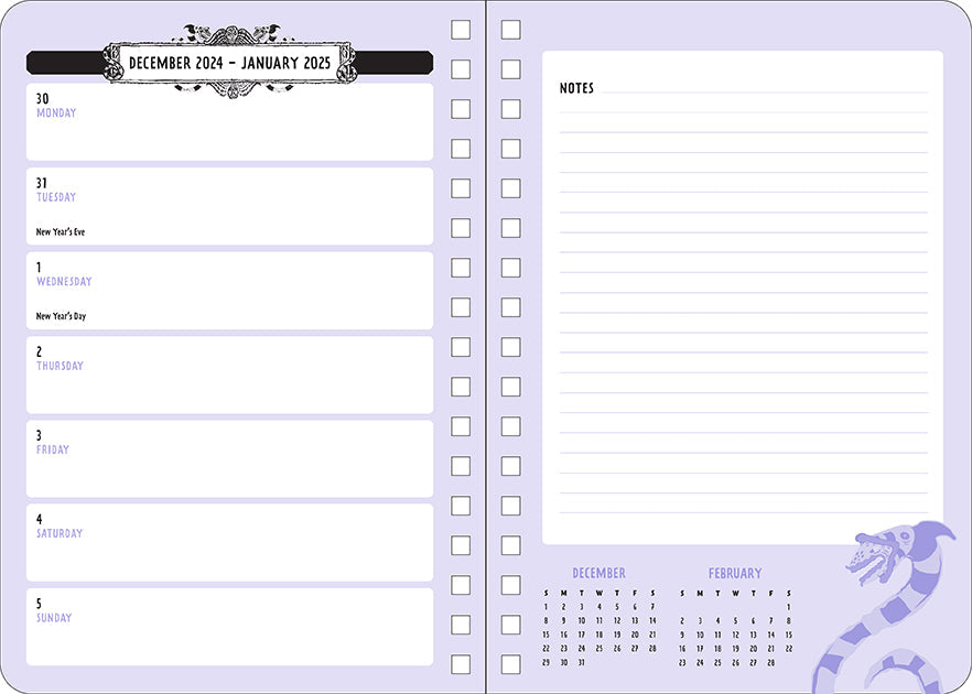 2025 Beetlejuice 13-Month Weekly Planner Hardcover Book