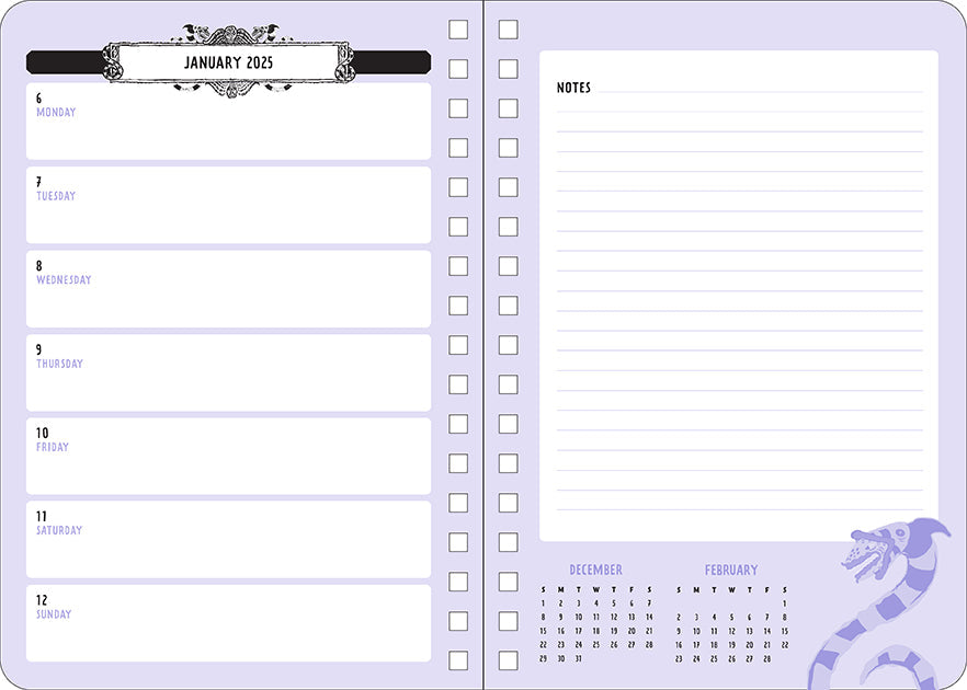 2025 Beetlejuice 13-Month Weekly Planner Hardcover Book
