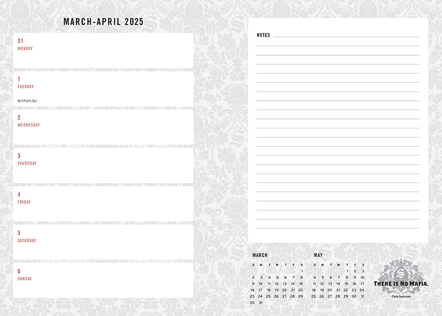 2025 The Sopranos 13-Month Weekly Planner Hardcover Book