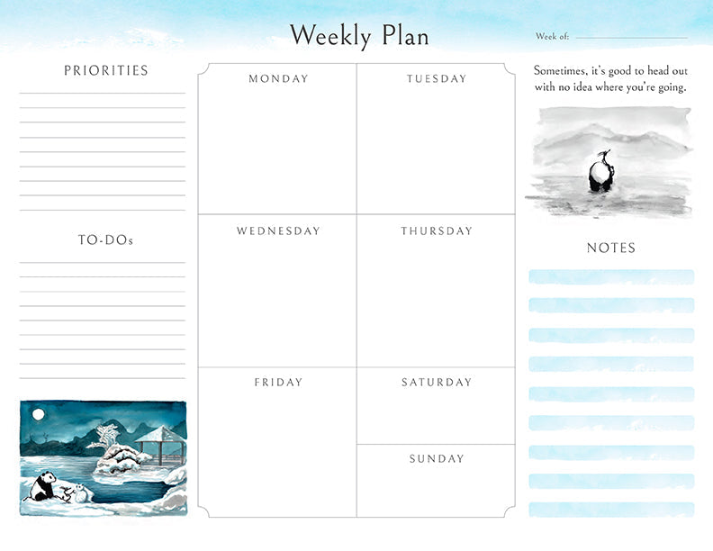 Big Panda and Tiny Dragon Weekly Planner Notepad Softcover Book