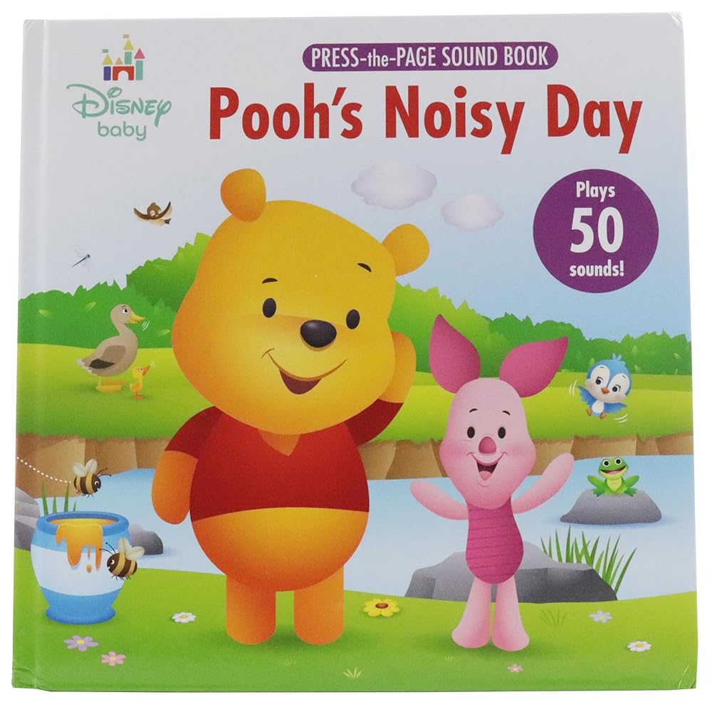 Disney Baby Winnie the Pooh - Pooh’s Noisy Day - Press-the-Page Sound Book - Plays 50 Sounds! - PI Kids