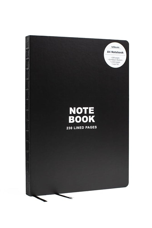 teNeues - Notebook Hardcover A4 - 230 Lined Pages with Lay Flat Binding, Classic Black: A4 Notebook: A4 Notebook