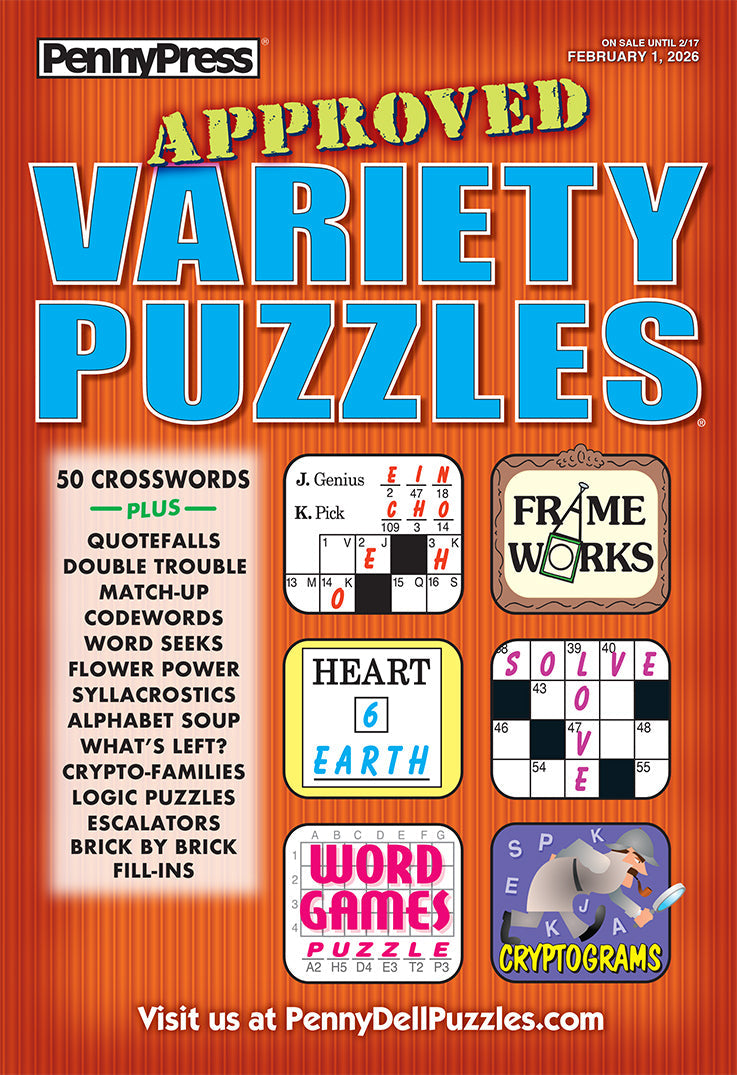 Penny Press - Approved Variety Puzzles: February 2026 Edition, Fun For All Ages & Skill Levels With Anagrams, Codewords, Math Challenges, Scoring Games & More!