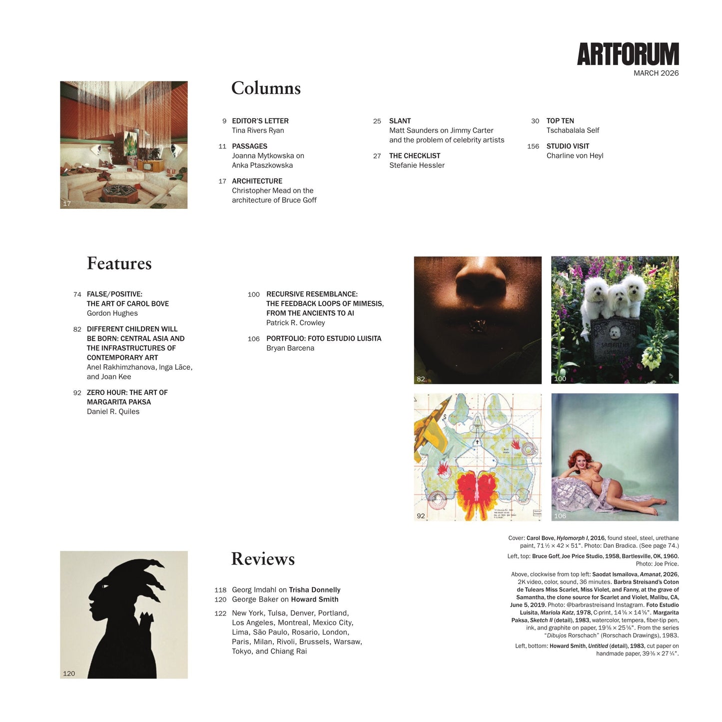 Artforum - March 2026: Defining Central Asia & The Infrastructures Of Contemporary Art, Recursive Resemblance, The Art Of Carol Bove & Margarita Paksa, Matt Saunders On Celebrity Artists & More!