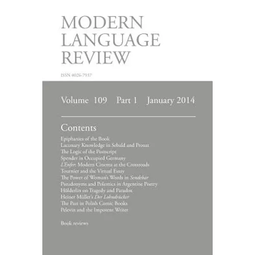 Modern Language Review (109: 1) January 2014