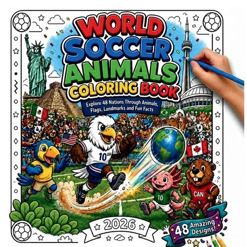 World Soccer Animals Coloring Book: Explore 48 Nations Through Animals, Flags, Landmarks and Fun Facts