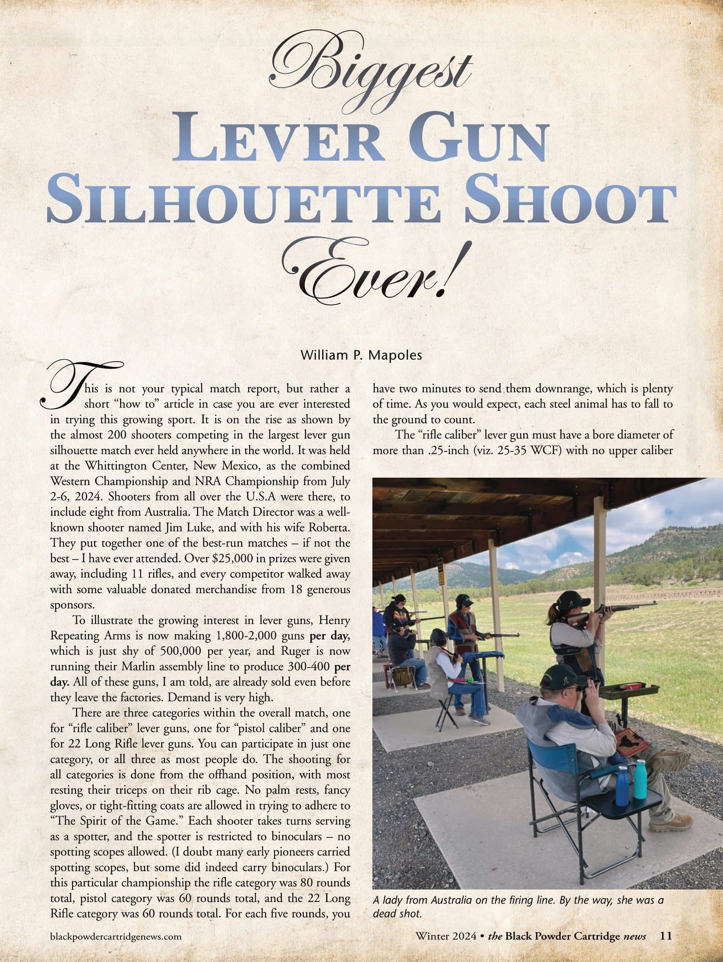 Black Powder Cartridge News - Winter 2024: The Aged Shooter, String Measure, Beeswax As Bullet Lube, Black Powder Cartridge Neck Tension, Biggest Lever Gun Silhouette Shoot, Product Reviews & More!