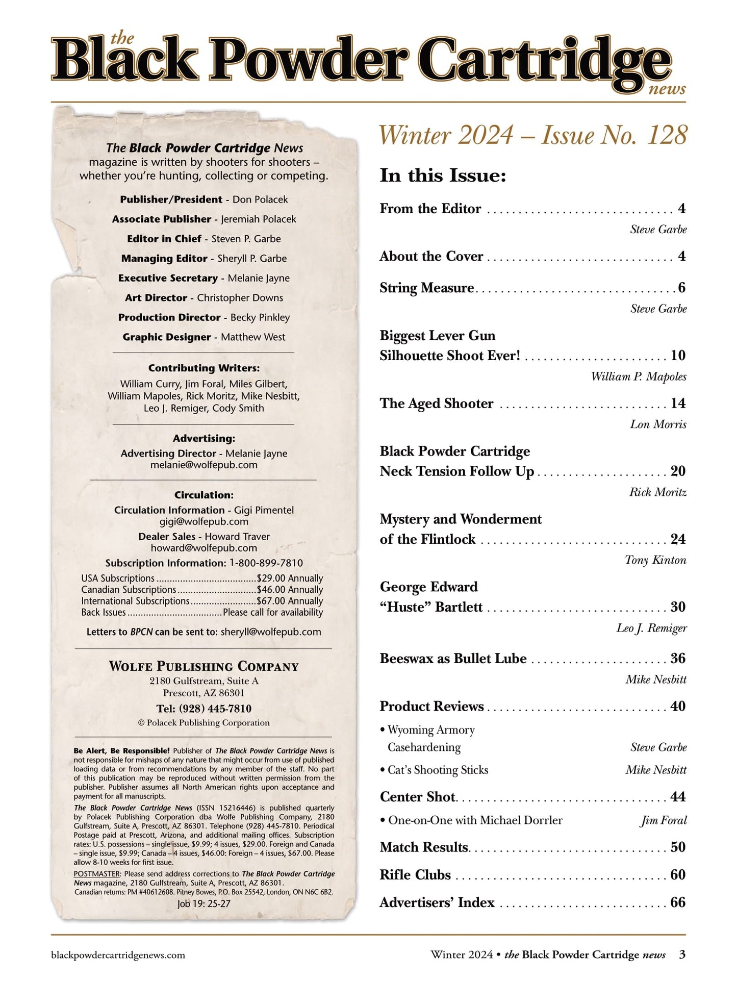 Black Powder Cartridge News - Winter 2024: The Aged Shooter, String Measure, Beeswax As Bullet Lube, Black Powder Cartridge Neck Tension, Biggest Lever Gun Silhouette Shoot, Product Reviews & More!