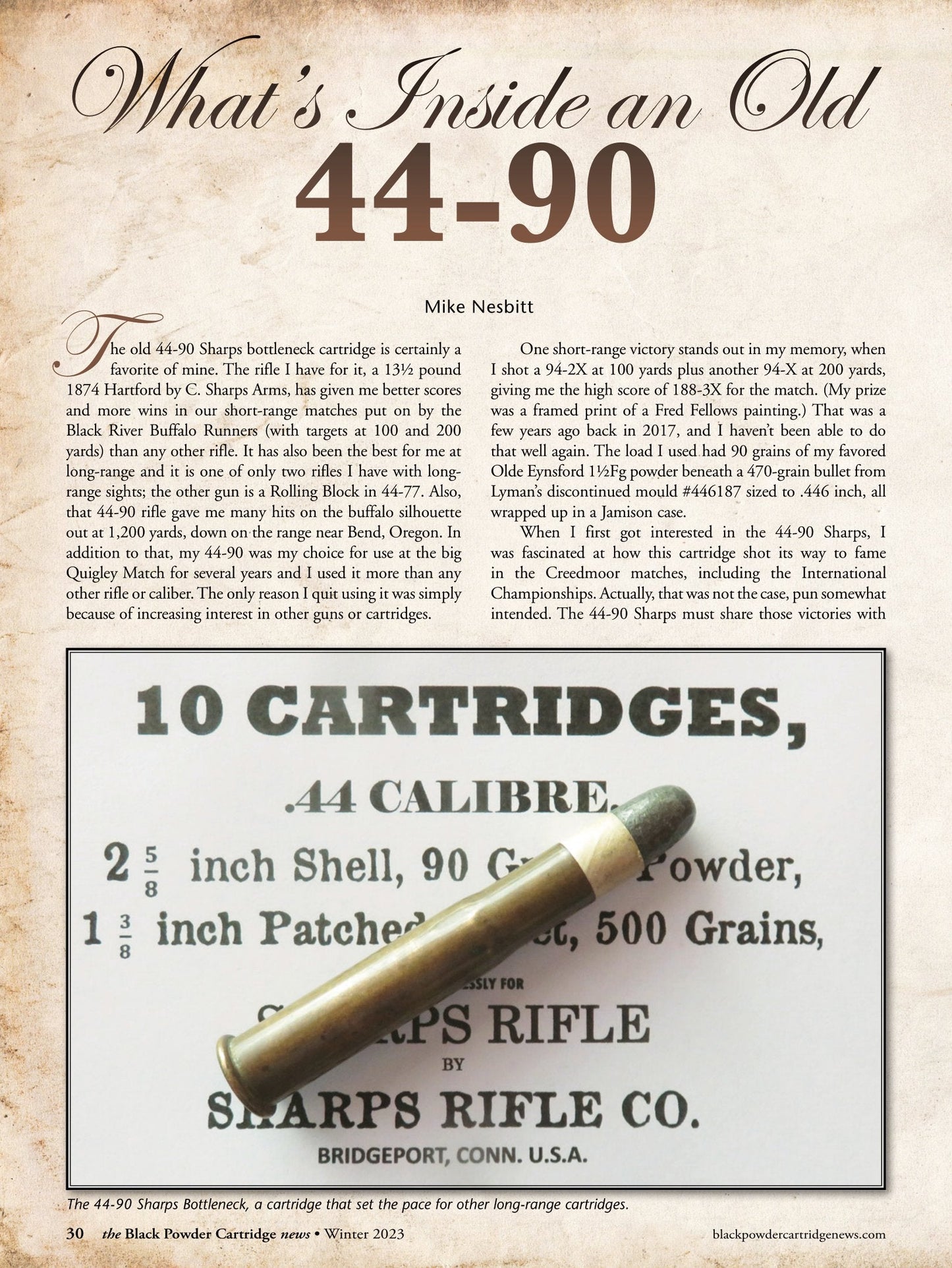 Black Powder Cartridge News - Winter 2023: 3 Historically Important Black Powder Rifles, Maynard Percussion Carbine, What's Inside An Old 44-90, Stevens Target Rifles, Hunting Wolves & Reviews!