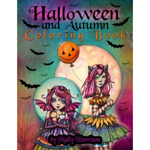 Halloween and Autumn Coloring Book by Molly Harrison: A Halloween coloring book featuring 25 pages of line art to color! Witches, Vampires, and More!