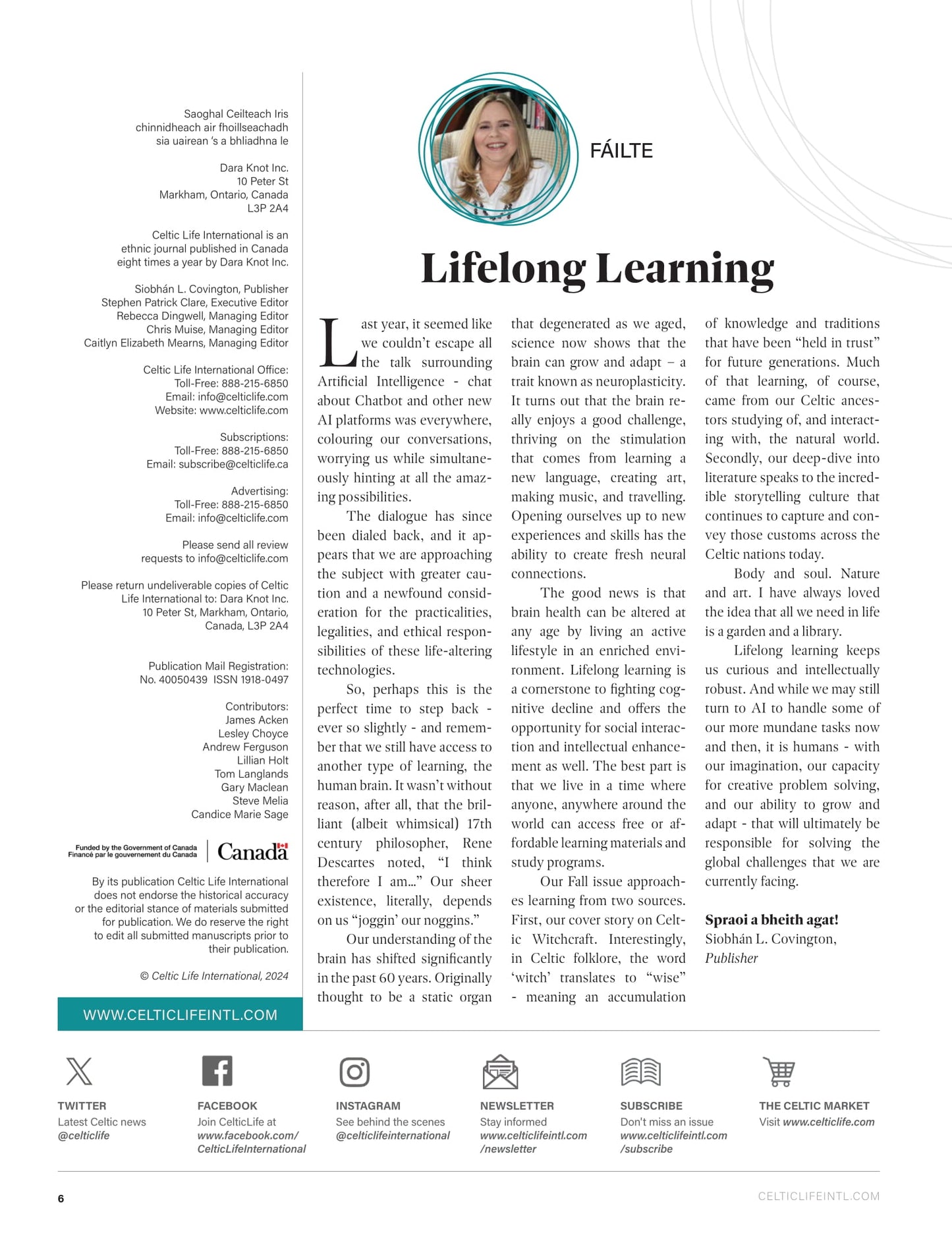 Celtic Life International - Fall 2024: The Living Bridge, Celtic Magic & Witchcraft, Stories On Author Marian Keyes, Belfast International Arts Festival, Spiritualist John Philip Newell & More!
