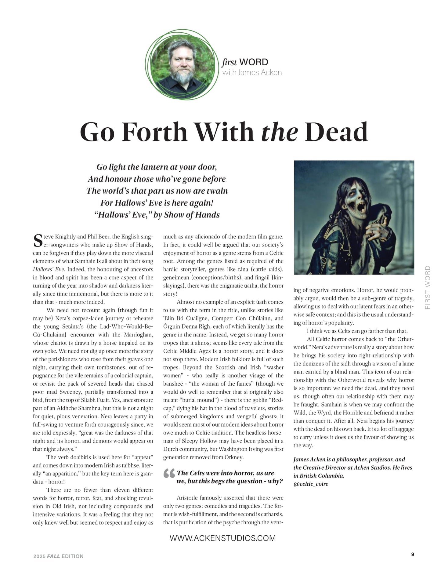 Celtic Life International - Fall 2025: Celtic Horror, Dark Celtic Storytelling, Dropkick Murphys, The Rose Of Tralee, Alan Doyle, David Coggins, Cape Breton, Celtic Comedy, Cultural Traditions & More!