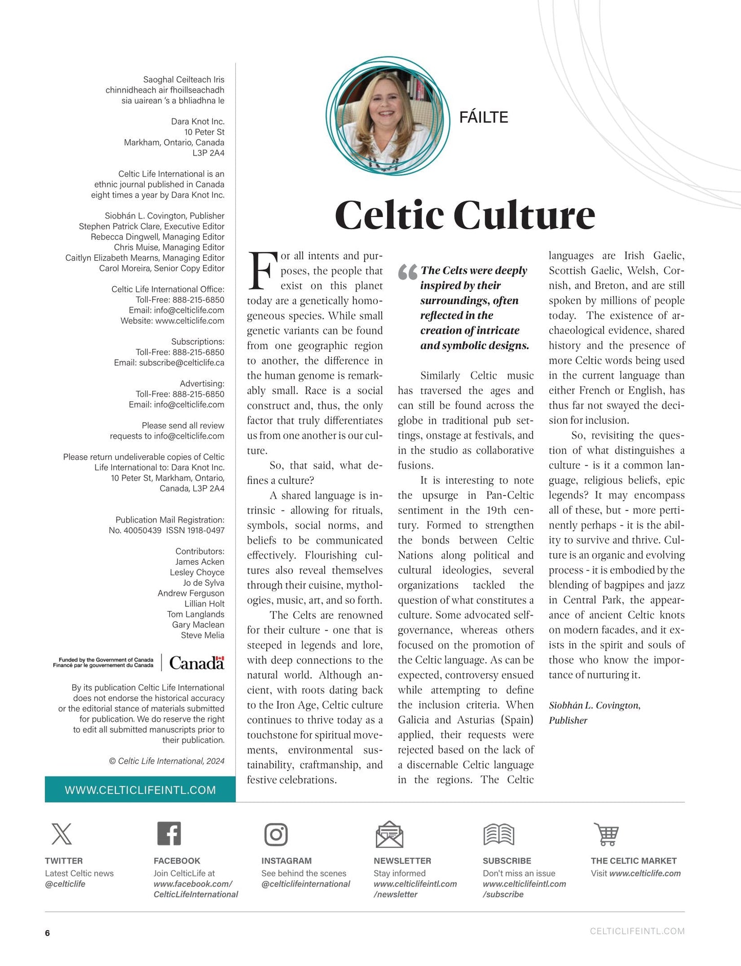 Celtic Life International - Spring 2024: Loreena McKennitt, Celtic Wheel Of The Year, Jesus & Mary Chain, Trinity Irish Dance, Celtic Poetry, Alan Doyle, Harp Twins, Celtic Tenors & Art of Kilt Making