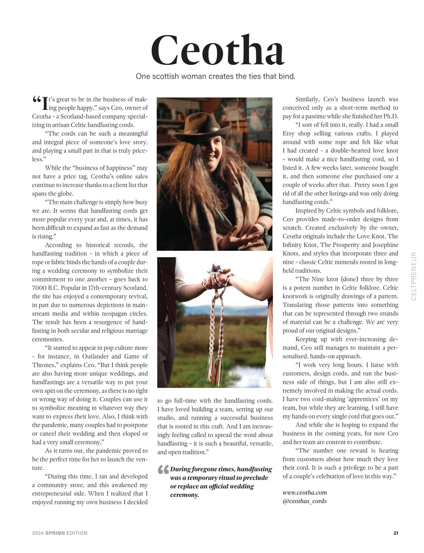 Celtic Life International - Spring 2024: Loreena McKennitt, Celtic Wheel Of The Year, Jesus & Mary Chain, Trinity Irish Dance, Celtic Poetry, Alan Doyle, Harp Twins, Celtic Tenors & Art of Kilt Making