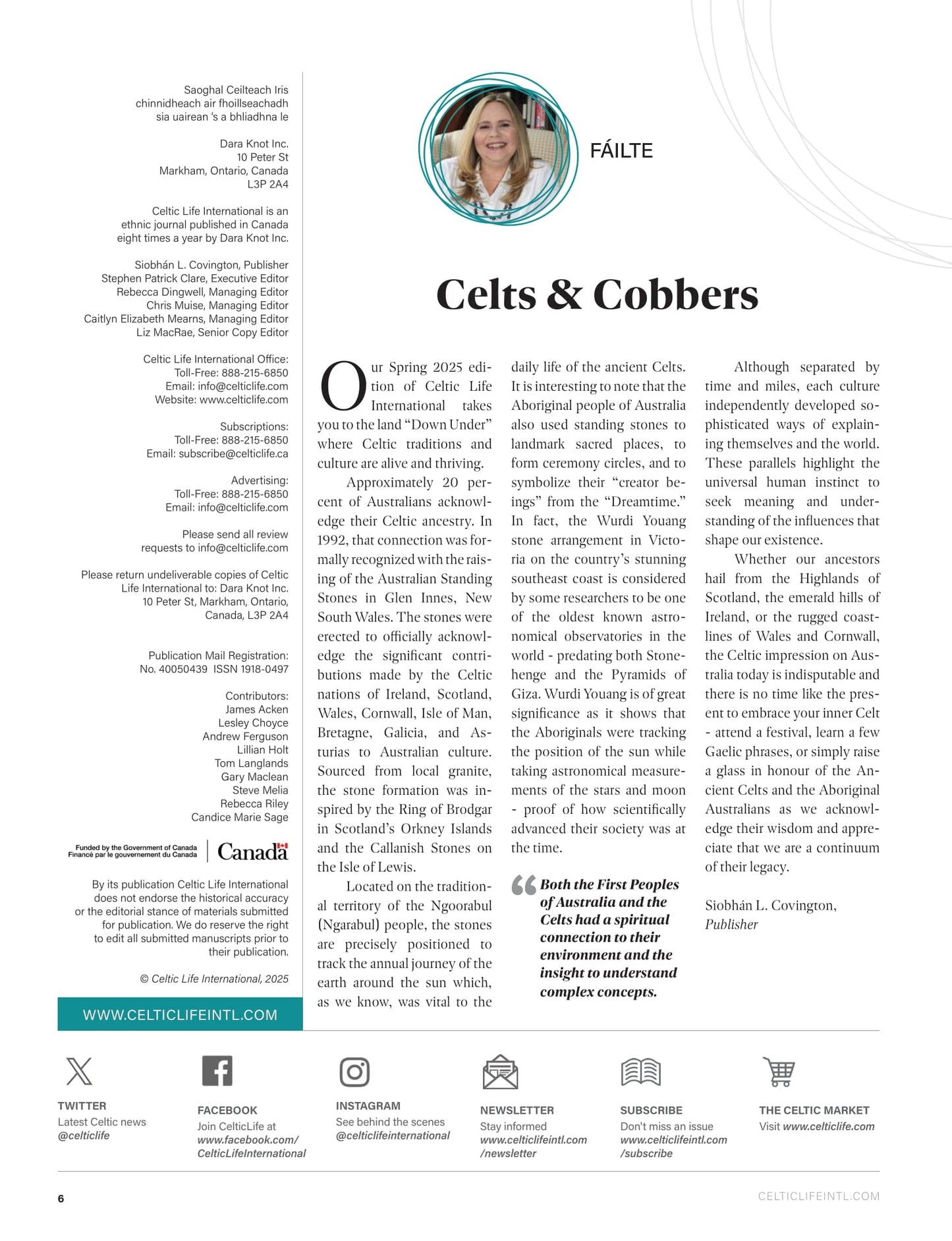 Celtic Life International - Spring 2025: Australia's Celtic Connection, Amy Scott’s Pageantry With Purpose, Brigantia, Celtic Creatives, The Lost Celtic Kingdoms Of The British Borderlands & More!