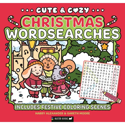 Cute & Cozy: Christmas Wordsearches: Includes Festive Coloring Scenes