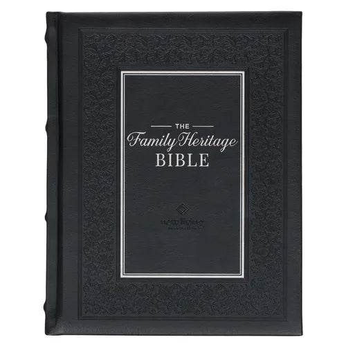 NLT Family Heritage Bible, Large Print Family Devotional Bible for Study, New Living Translation Holy Bible Faux Leather Hardcover, Additional Interac