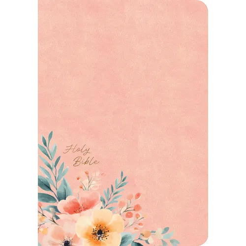 CSB Large Print Personal Size Reference Bible, Optimal Type, Digital Study Edition, Peach Floral Leathertouch