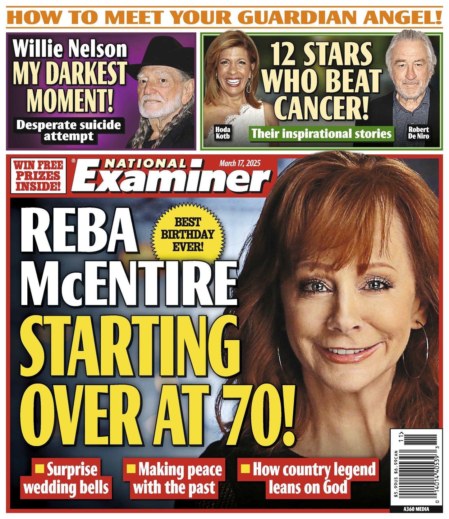 National Examiner -  03.17.25: Reba McEntire Starting Over At 70, Insights To Meet Your Guardian Angel,  Stars Who Beat Cancer, Celebrating Hope & Survival, Willie Nelson's Darkest Moment & More!