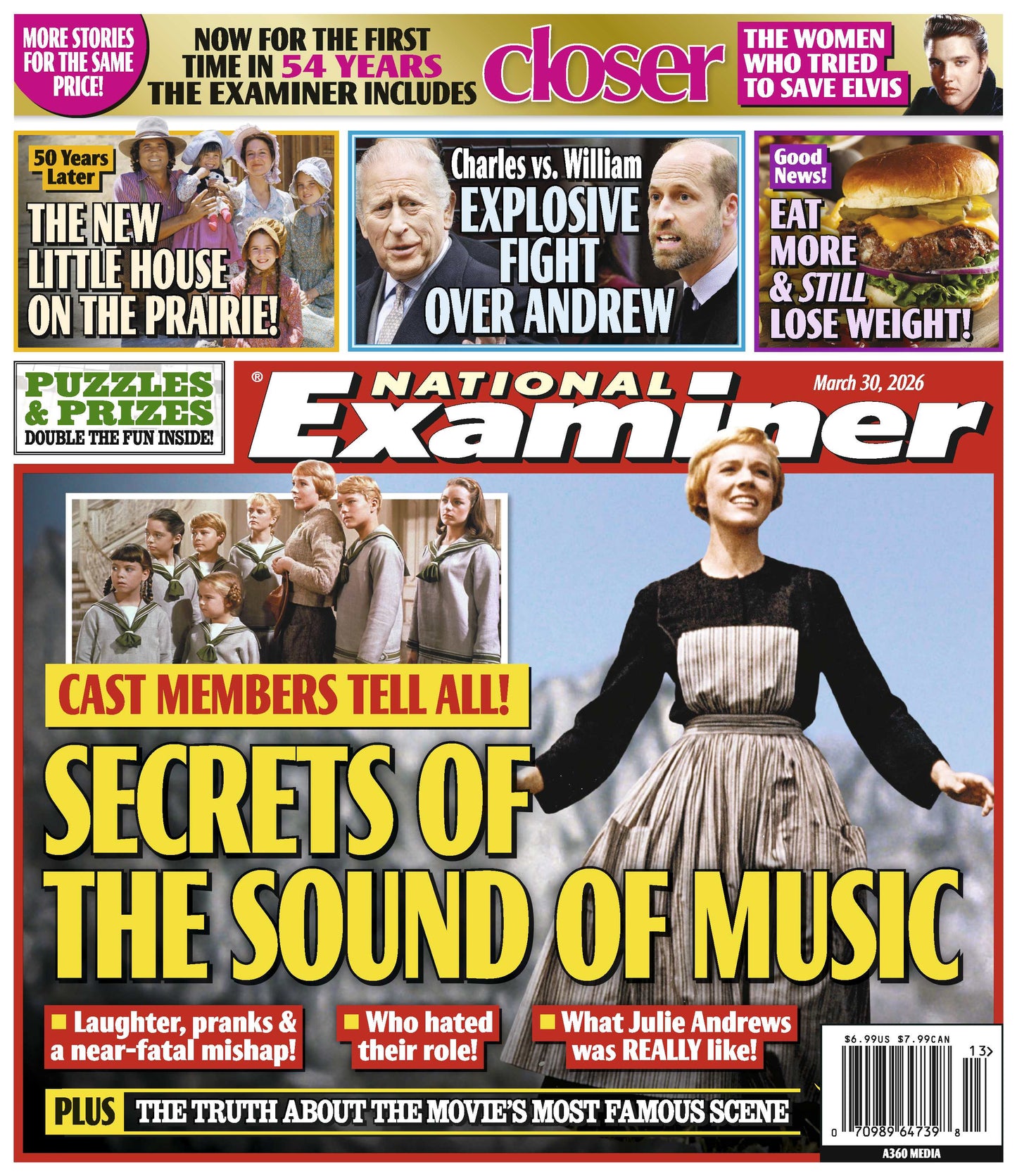 National Examiner - 03.30.26: Secrets Of The Sound Of Music, Cast Members Tell All, The New Little House On The Prairie, 50 Years Later, Charles Vs William's Explosive Fight Over Andrew & More!
