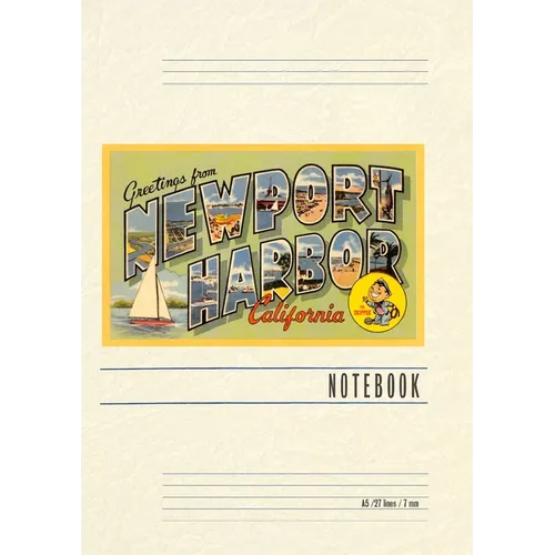 Vintage Lined Notebook Greetings from Newport Harbor, California