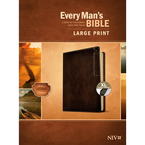 Every Man's Bible Niv, Large Print, Deluxe Explorer Edition (Leatherlike, Rustic Brown, Indexed)