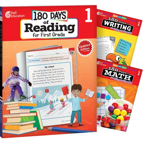 180 Days(tm) Reading, Writing and Math for Grade 1: 3-Book Set: Practice, Assess, Diagnose