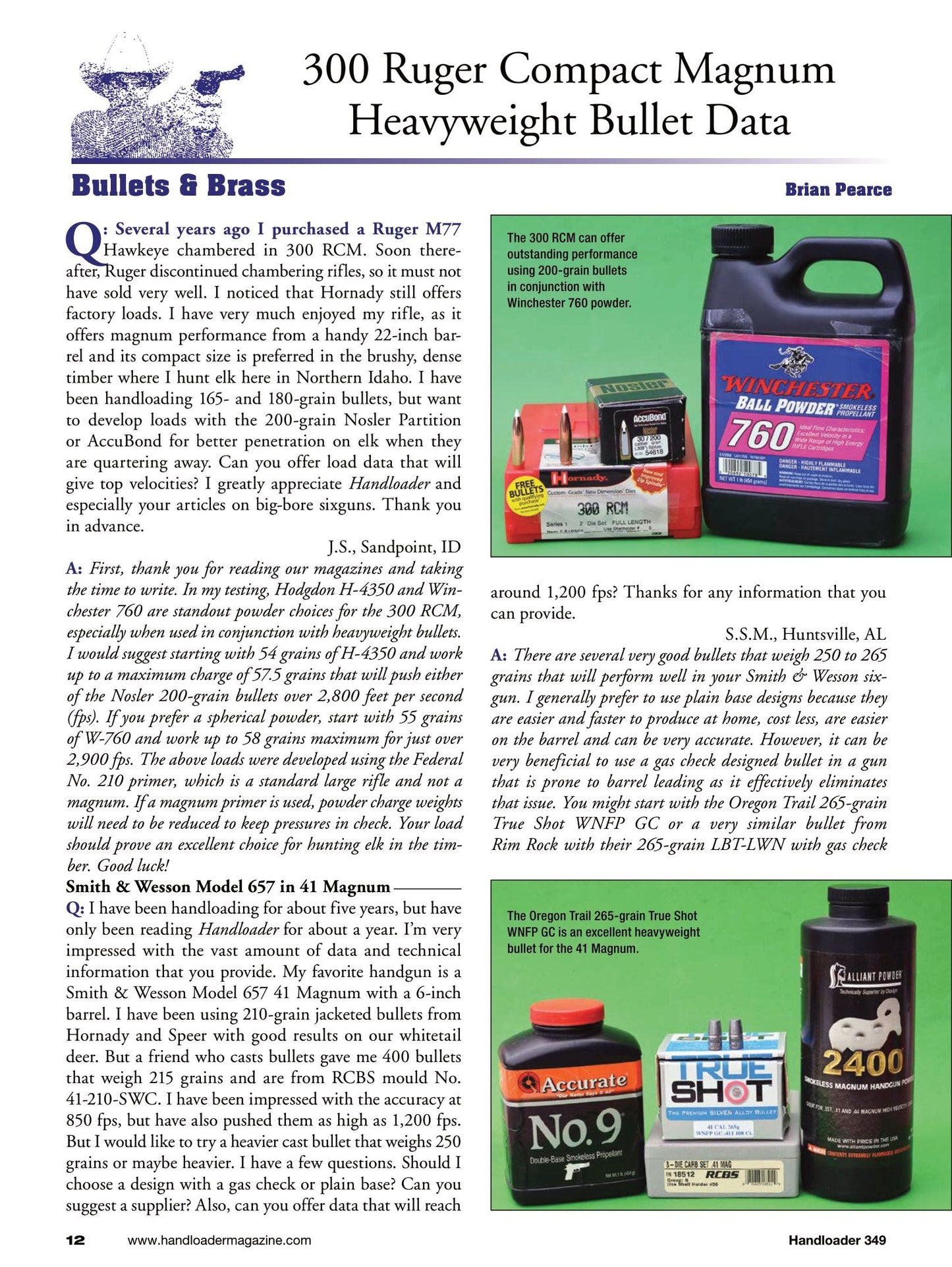 Handloader April 2024 -  The Ammunition Reloading Journal: 44 Magnum With Over 200 Loads, The 6mm Bench Rest Ackley, The Lee Loader, Cartridge Case Prep & More!