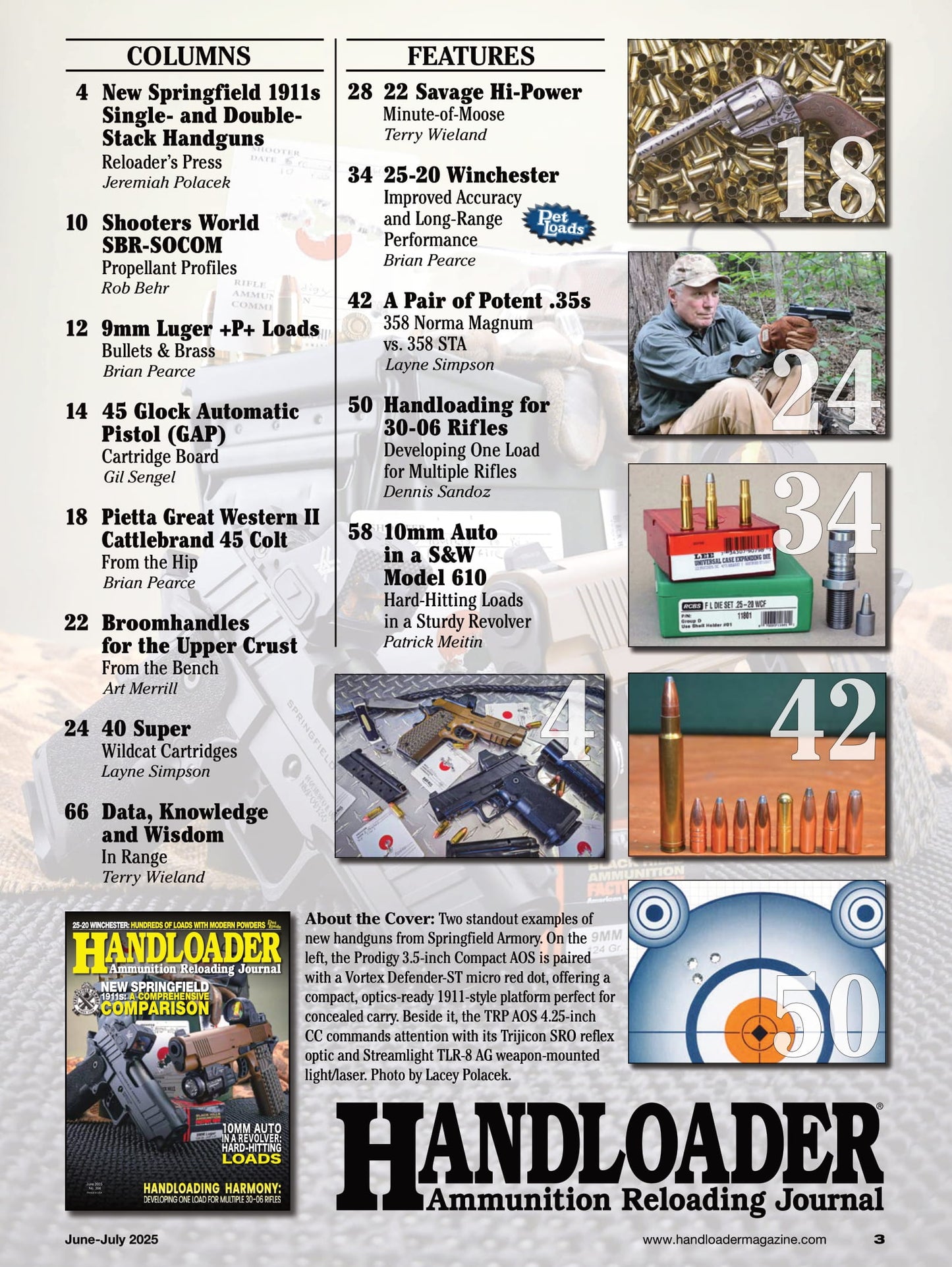 Handloader The Ammunition Reloading Journal - June 2025: 25-20 Winchester, New Springfield 1911s, 10mm Auto In A S&W Model 610, Handloading For 30-06 Rifles, 45 Glock Automatic Pistol & More!