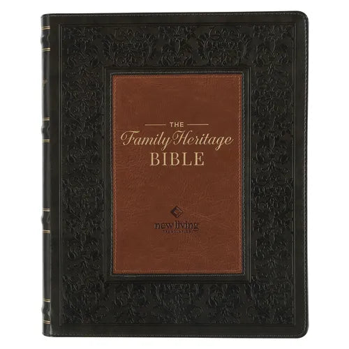 NLT Family Heritage Bible, Large Print Family Devotional Bible for Study, New Living Translation Holy Bible Faux Leather Flexible Cover, Additional In