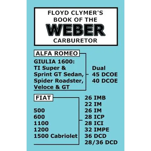 Floyd Clymer's Book of the Weber Carburetor