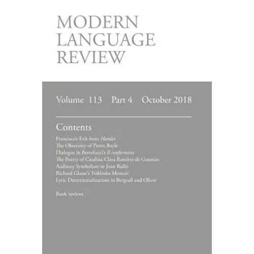 Modern Language Review (113: 4) October 2018