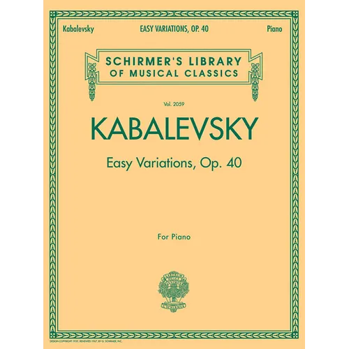Easy Variations, Op. 40: Schirmer Library of Classics Volume 2059