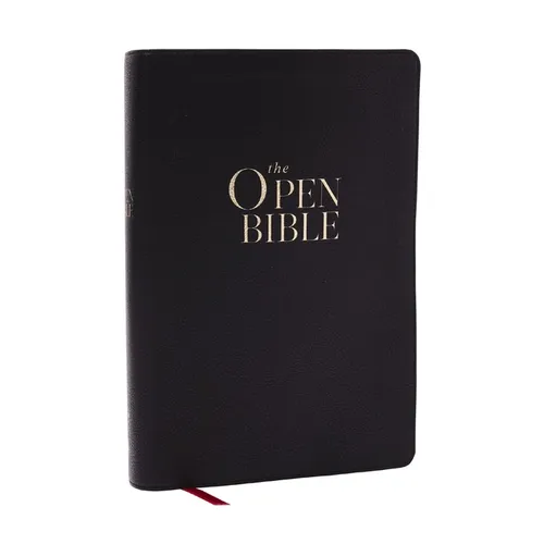 The Open Bible: Read and Discover the Bible for Yourself (Nkjv, Black Leathersoft, Red Letter, Comfort Print)