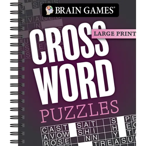 Brain Games - Large Print: Crossword Puzzles (Dark Gray)