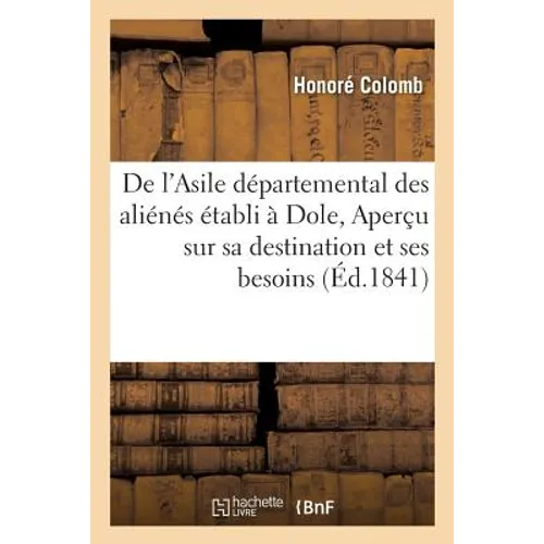 de l'Asile Départemental Des Aliénés Établi À Dole, Aperçu Sur Sa Destination Et Ses Besoins