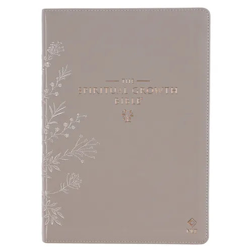 The Spiritual Growth Bible, Study Bible, NLT - New Living Translation Holy Bible, Faux Leather, Taupe Embroidred Floral