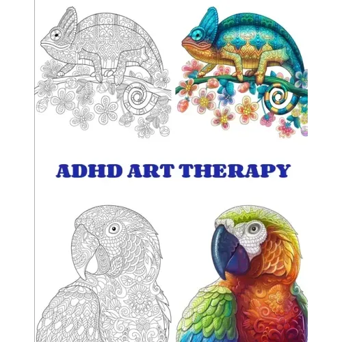 ADHD Art Therapy: beautiful animals and relaxing patterns with this easy coloring book for a real and intensive art therapy. Dissolve yo