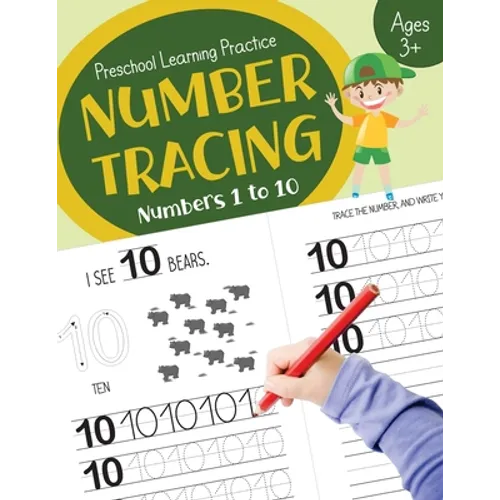 Number Tracing (Numbers 1 to 10): Preschool Learning Worksheets for Toddlers Age 3+