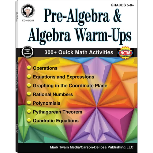 Pre-Algebra and Algebra Warm-Ups, Grades 5 - 12