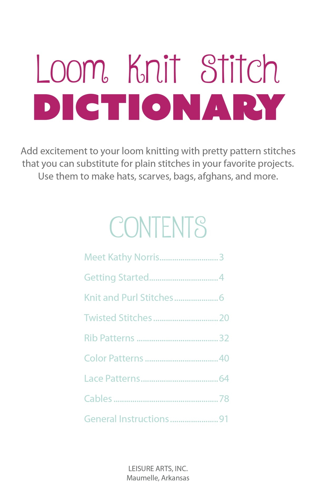 Loom Knit Stitch Dictionary Book
