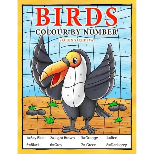 Birds: Colour by Number book for Kids and preschoolers