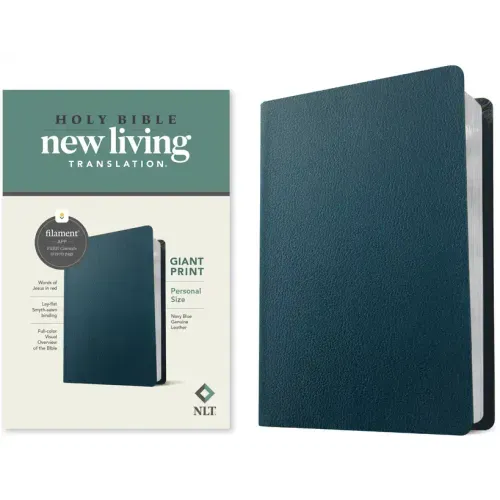 NLT Personal Size Giant Print Bible, Filament Enabled (Genuine Leather, Navy Blue, Red Letter)