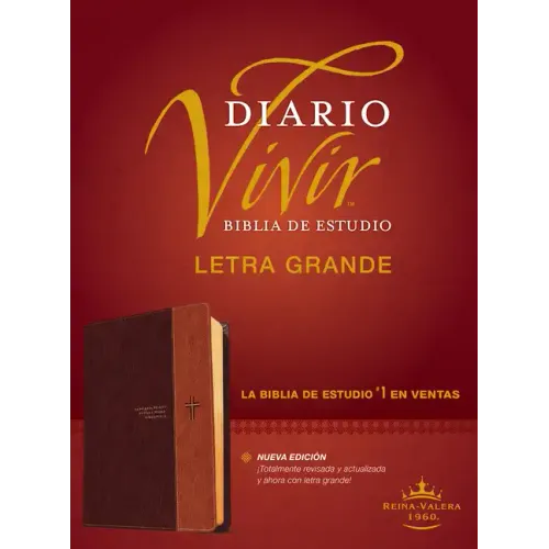 Biblia de Estudio del Diario Vivir Rvr60, Letra Grande (Letra Roja, Sentipiel, Café/Café Claro, Índice)